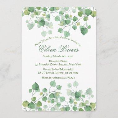 Green Leaves Bridal Shower Invitations