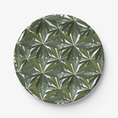 Green Leaves Pattern Paper Plates