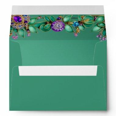 Green Leaves Purple Gemstones Envelope