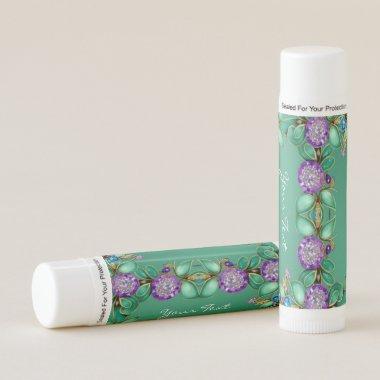 Green Leaves Purple Gemstones Lip Balm