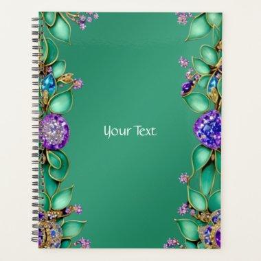 Green Leaves Purple Gemstones Planner