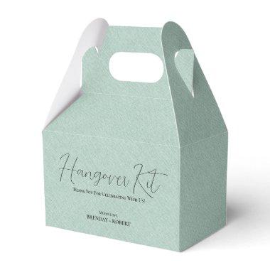 Green linen Simple Script Hangover Recovery Kit Favor Boxes