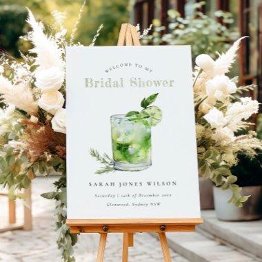 Green Margarita Cocktail Bridal Shower Welcome Foam Board
