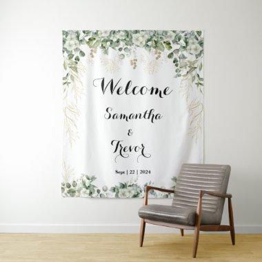 Green & Metallic Gold Blooms: A  Tapestry
