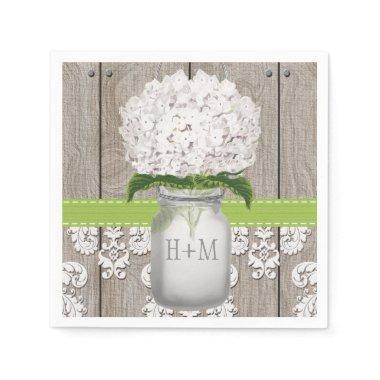 Green Monogrammed Hydrangea Mason Jar Paper Napkins