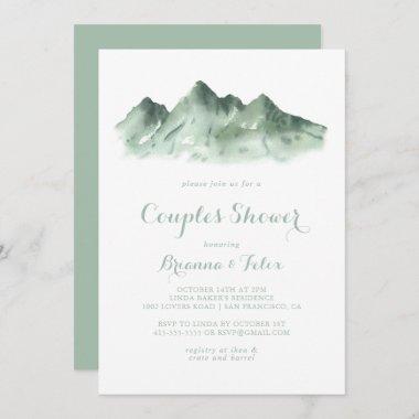 Green Mountain Country Calligraphy Couples Shower Invitations