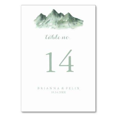 Green Mountain Country Wedding Table Number