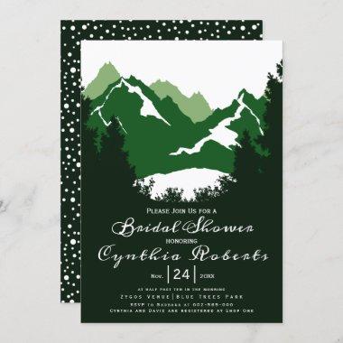 Green mountains and conifers wedding bridal shower Invitations