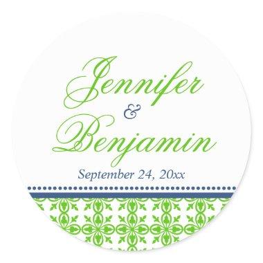 Green navy preppy custom name wedding favor label