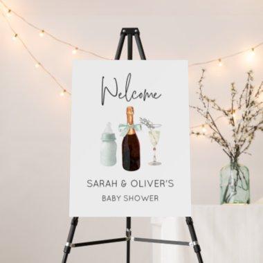 Green Neutral Sip and See Baby Shower Welcome Sign