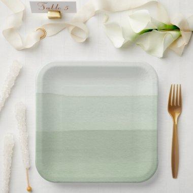 Green Ombre Watercolor Paper Plates