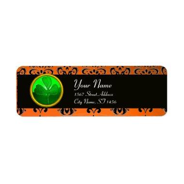 GREEN ORANGE DAMASK WITH SHAMROCK ,black Label