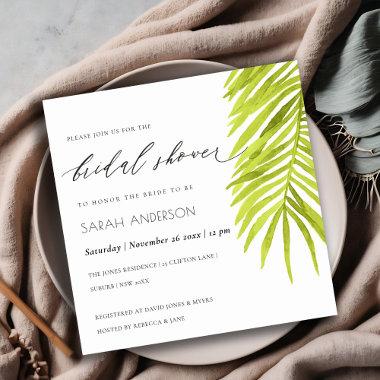 GREEN PALM LEAF WATERCOLOUR FOLIAGE BRIDAL SHOWER Invitations