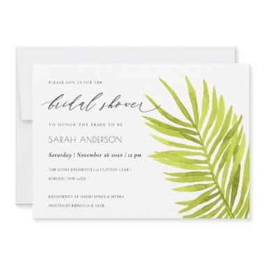 GREEN PALM LEAF WATERCOLOUR FOLIAGE BRIDAL SHOWER Invitations