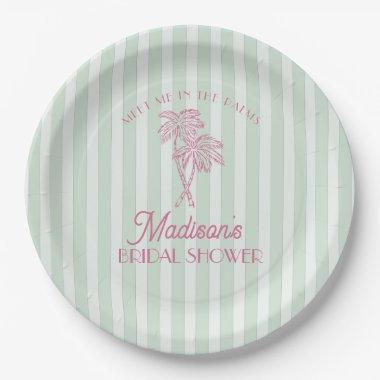 Green Palm Spring Pastel Beach  Paper Plates