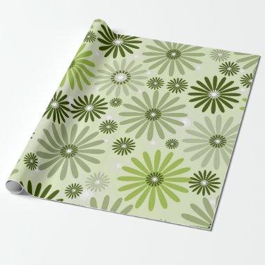 Green pastel floral seamless wrapping paper