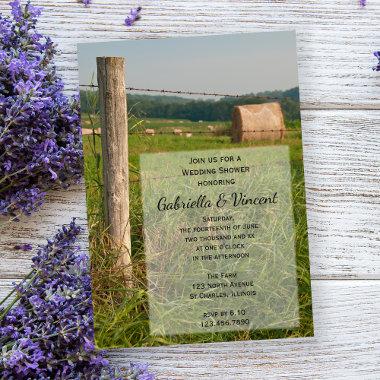 Green Pastures Country Ranch Wedding Shower Invitations