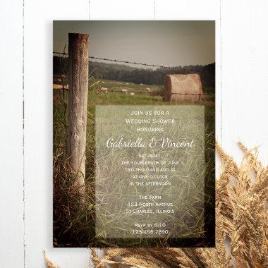 Green Pastures Rural Country Farm Wedding Shower Invitations