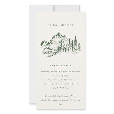 Green Pine Mountain Sketch Bridal Shower Invite