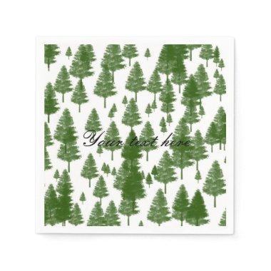 Green Pine Trees Rustic Country Wedding Napkins