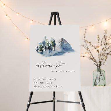 Green Pine Woods Mountains Bridal Shower Welcome Foam Board