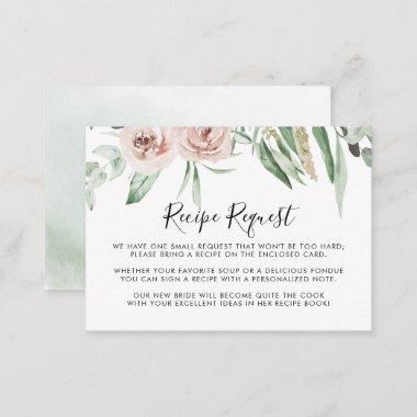 Green Pink Blush Floral Wedding Recipe Request  Enclosure Invitations