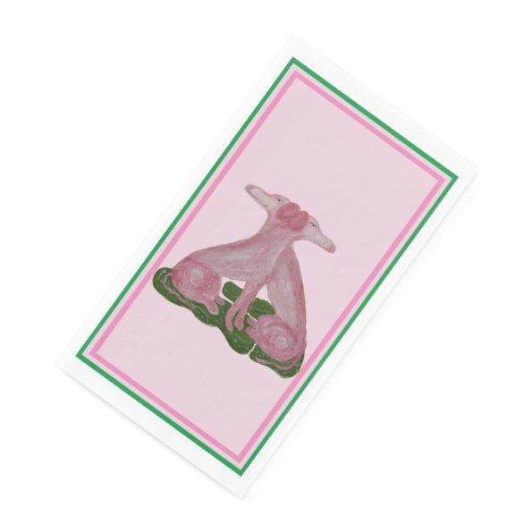 Green Pink Staffordshire Dogs Paper Guest Towels