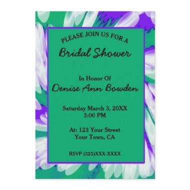 Green Purple Tie Dye Swirl Bridal Shower Invitations