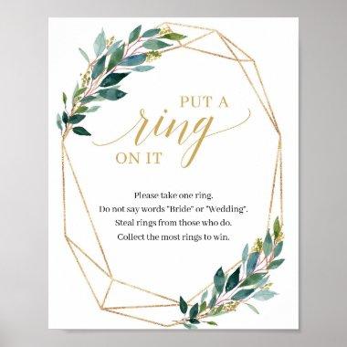 Green Put a ring on it game sign for Bridal Shower