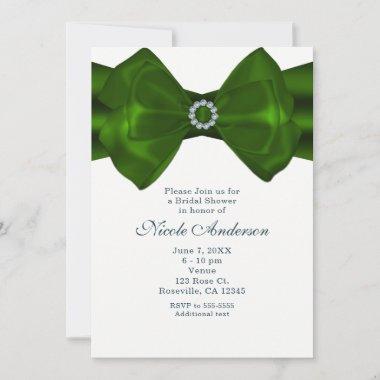 Green Ribbon & Diamonds Elegant Glam Invitations