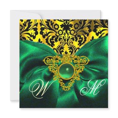 GREEN RIBBON GOLD CELTIC HEART DAMASK MONOGRAM