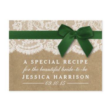 Green Ribbon On Kraft & Lace  Recipe Invitation Post
