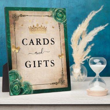 Green Rose and Gold Crown  and Gifts Sign Plaque