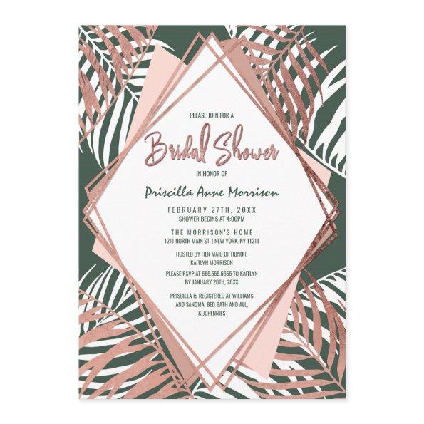Green Rose Gold Tropical Palm Tree