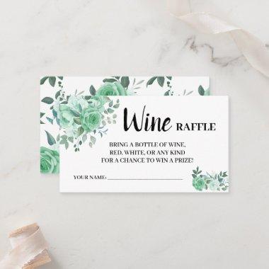 Green Roses Wine Raffle Ticket Bridal Shower Invitations