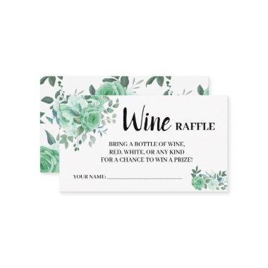 Green Roses Wine Raffle Ticket Bridal Shower Invitations