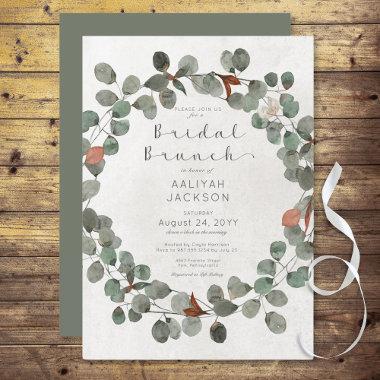 Green & Rust Eucalyptus Modern Bridal Brunch Invitations