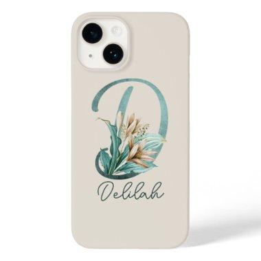 Green Rustic Off-White Lilies Letter D Monogram Case-Mate iPhone 14 Case