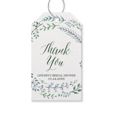 Green Rustic Wreath Bridal Shower Thank You Favor Gift Tags