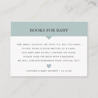 Green Sage Book Request Baby Shower Insert Card