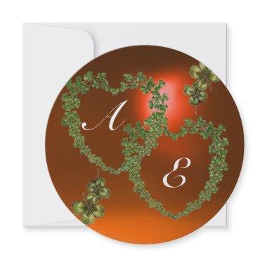 GREEN SHAMROCK HEARTS MONOGRAM white ,orange Announcement