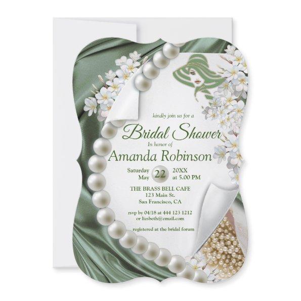 Green Silk & Ivory Pearls