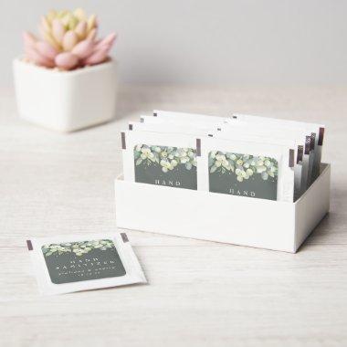 Green Snowberry+Eucalyptus Winter Wedding Favor Hand Sanitizer Packet