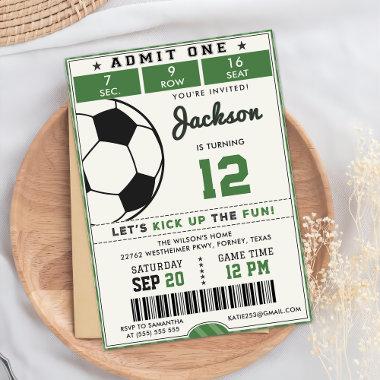 Green Soccer Birthday Invitations