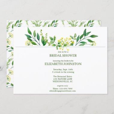 Green Spring Botanical Herbs Bridal Shower Party Invitations