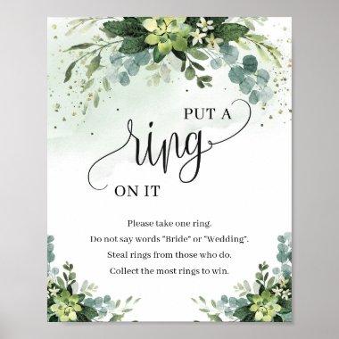 Green succulent floral put a ring on it sign game