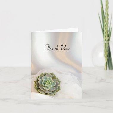 Green Succulent on White Wedding Thank You