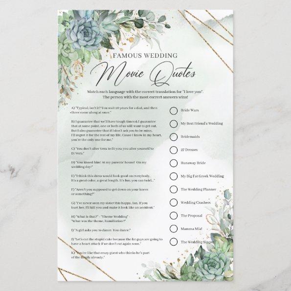 Green succulents gold Famous Wedding Movie Quotes