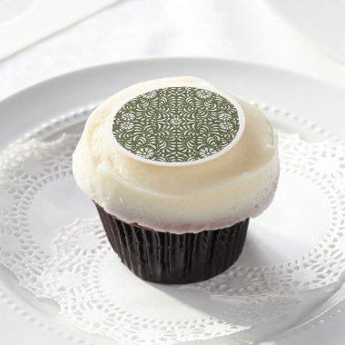 Green Talavera Tile Spanish Style Fiesta Cupcake Edible Frosting Rounds