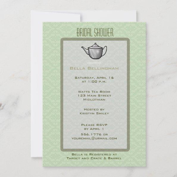 Green Tea Party Bridal Shower Invitations